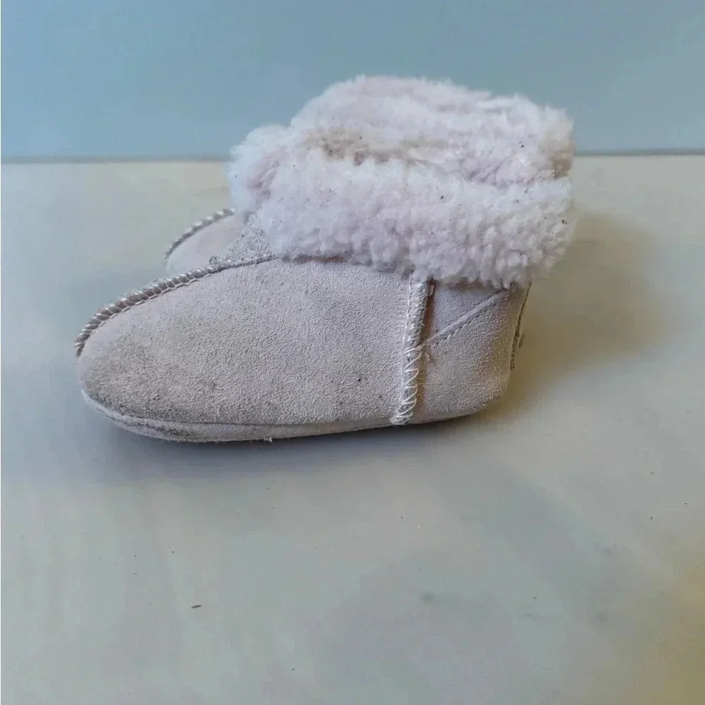 $55 Ugg Baby Girls Pink Gojee UGGplush Round-Toe Suede Bootie Shoes Size US 2/3